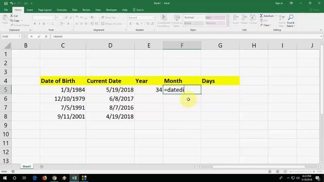 MS Excel: How to Calculate Age in Year, Month & Days смотреть онлайн