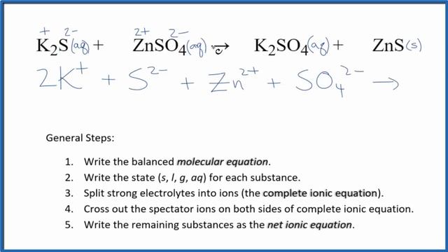 How to Write the Net Ionic Equation for K2S + ZnSO4 = K2SO4 + ZnS смотреть онлайн