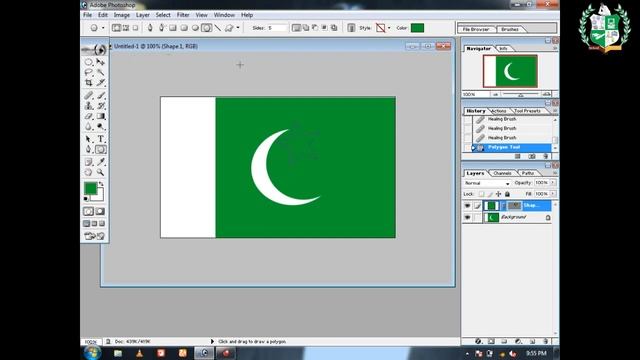 How to make pakistan flag in Adobe Photoshop 7 in Pashto / Urdu / Hindi смотреть онлайн
