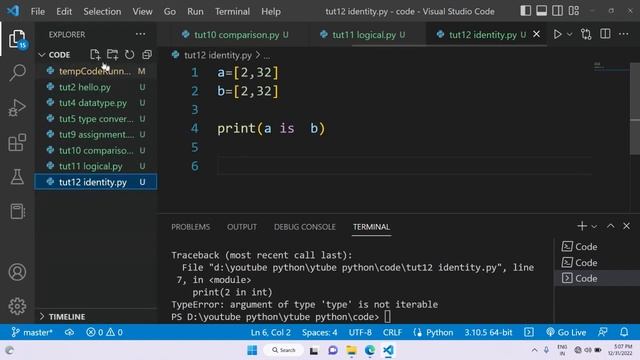 Membership Operators in python :Tutorial 13 (Brain Power) смотреть онлайн
