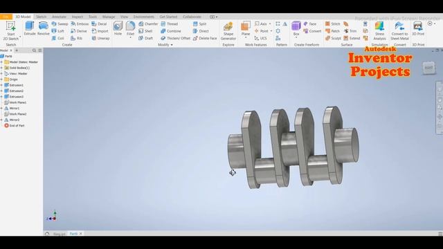 Autodesk Inventor Tutorial Model #28 - Engine Crank Shaft смотреть онлайн