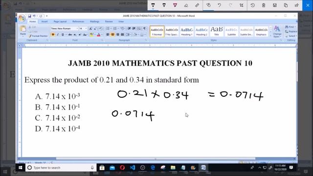 JAMB 2010 MATHEMATICS PAST QUESTION 10 Standard Form смотреть онлайн