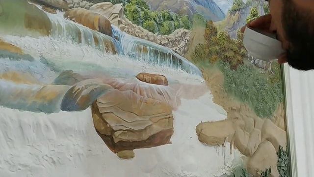 Tog' manzarasi anxor 3d. rangli barelyef. цетной барельеф горный пейзаж. смотреть онлайн