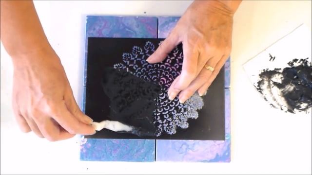 How to Stencil on Acrylic Poured Tiles with Texture Paste смотреть онлайн