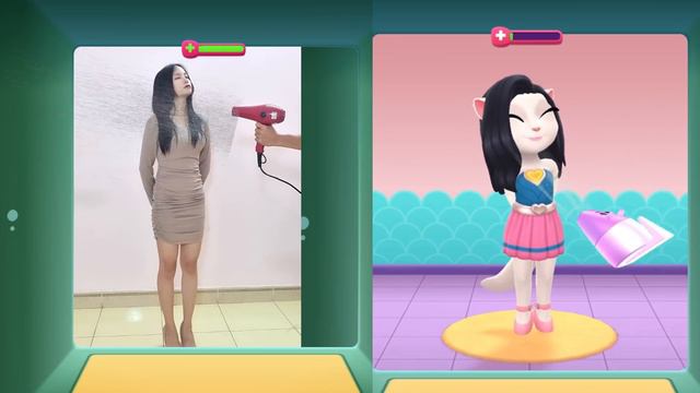 Cute Girl Imitate Angela Inject - My Talking Angela 2 In Real Life смотреть онлайн