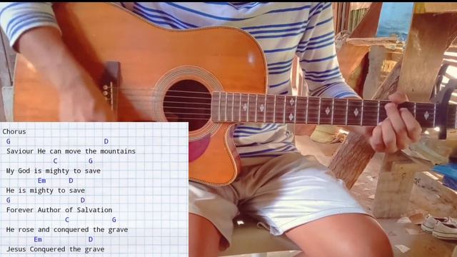 Mighty to Save - Hillsong - acoustic with chords and lyrics (How to play) смотреть онлайн