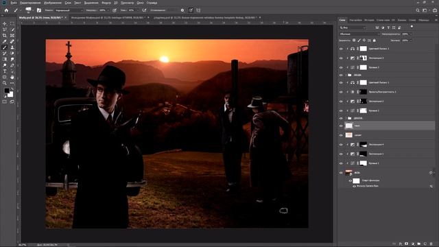 Обработка Фото В Стиле Мафия. Photoshop Tutorial. смотреть онлайн