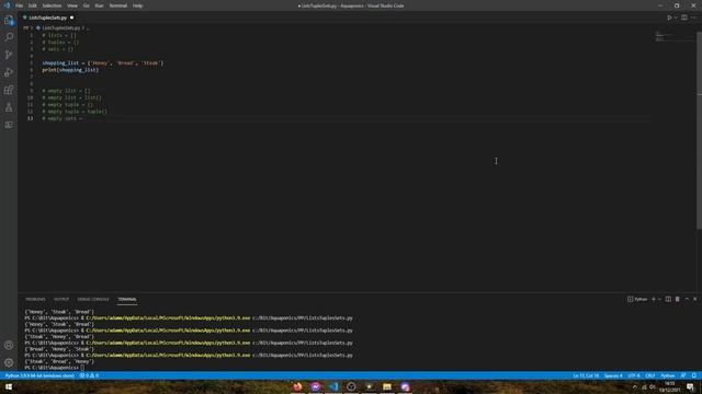 Python - Strings, Integers, Floats, Lists, Tuples, Sets, Dictionairies, Functions, Loops, Iteration смотреть онлайн