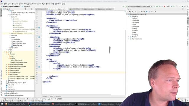 Spring Boot with ReactJS using Maven plugins смотреть онлайн