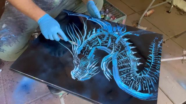 Street Artist Speed Painting Chinese Dragon SPRAY PAINT ART смотреть онлайн