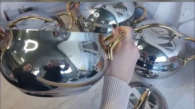 Набор кастрюль из нерж.стали OMS(Турция) арт.1009 G смотреть онлайн