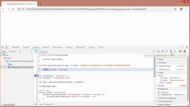 JavaScript Debugging | Chrome Developer Tools | In Hindi смотреть онлайн