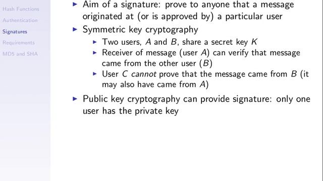 Hash Functions and Digital Signatures (CSS322, L19, Y14) смотреть онлайн
