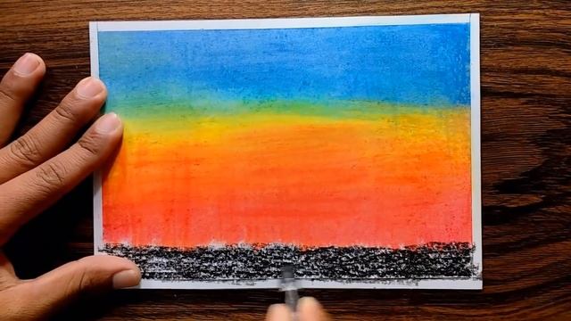 Landscape Drawing for beginners with Oil Pastel Step by Step смотреть онлайн