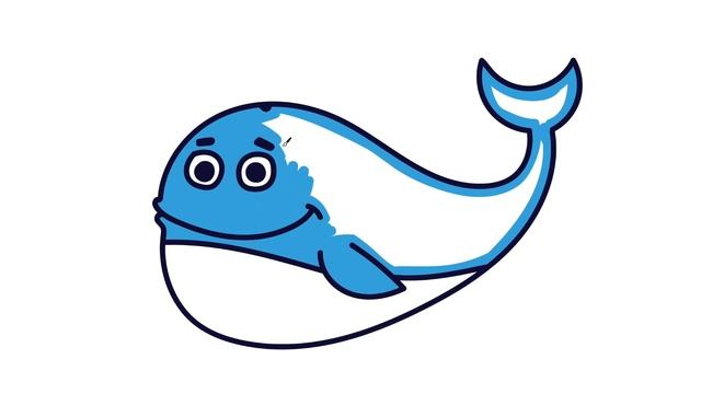 Как нарисовать КИТА / Раскраска КИТ / How to draw a WHALE / Coloring KIT / Краски раскраски смотреть онлайн