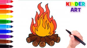 Как нарисовать костер с дровами