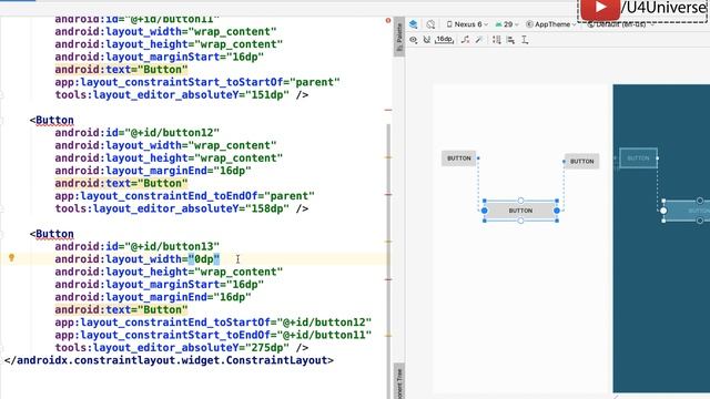 Android ConstraintLayout-5 | Using match_constraints(0dp), wrap_content & match_parent | U4Universe смотреть онлайн