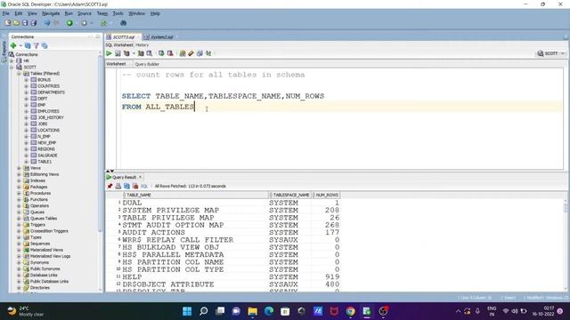 Count Number of Rows in Each Table in Oracle смотреть онлайн