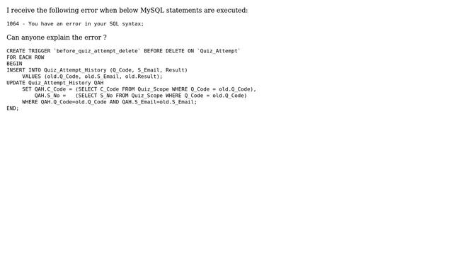 Databases: MySQL Trigger Error смотреть онлайн