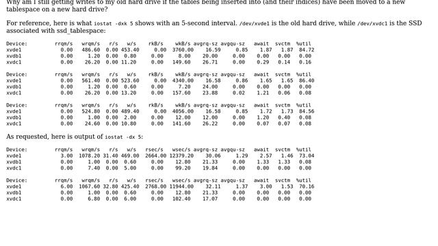 Moved PostgreSQL 8.4 tables to a tablespace on an SSD, but still getting 4MB/s writes to old HDD смотреть онлайн