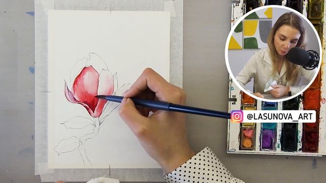 Рисуем цветы акварелью. Мастер-класс: как нарисовать магнолию. смотреть онлайн