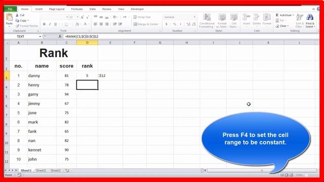 Excel rank numbers from highest to lowest. смотреть онлайн