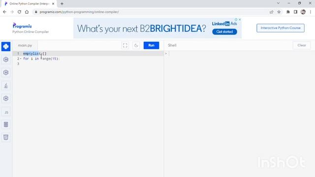 program to add value in empty list using a loop. Python Program смотреть онлайн