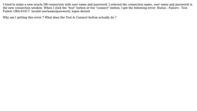 Databases: Testing an Oracle DB connection before it is made - ERROR? смотреть онлайн