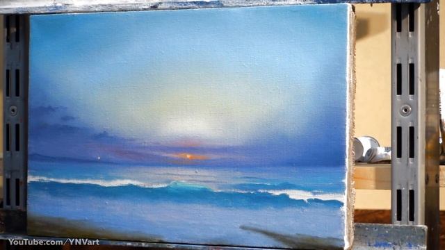 Oil Landscape Painting - Sea Sunset / Easy Art / Морской пейзаж маслом. Уроки рисования. Живопись смотреть онлайн