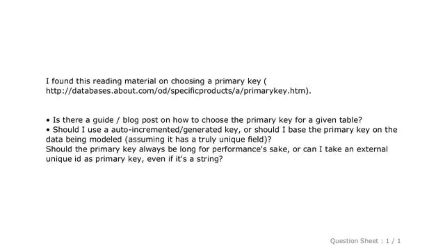 MySQL : How to choose my primary key? смотреть онлайн