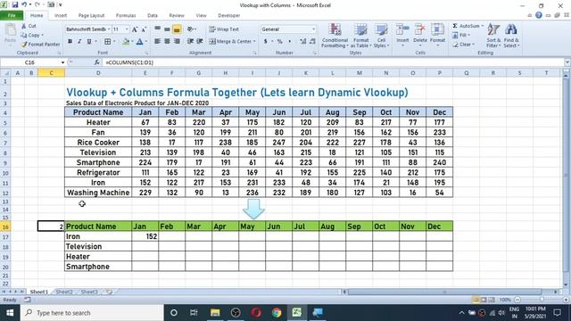 Vlookup with Columns Formula in Excel | Dynamic Vlookup | Automate Column Index Number in Vlookup смотреть онлайн