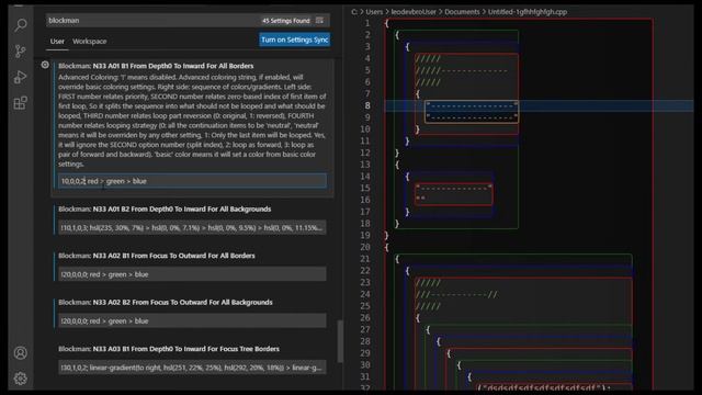 VSCode Blockman - Advanced coloring settings (From v1.4.0) смотреть онлайн