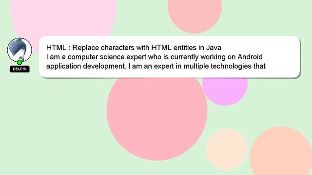 HTML : Replace characters with HTML entities in Java смотреть онлайн