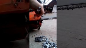 Замена цепи на бензопиле штиль