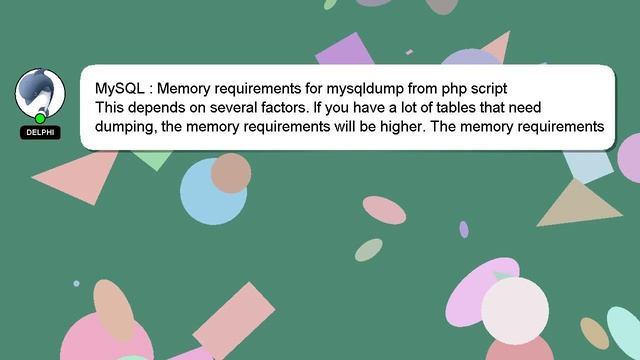 MySQL : Memory requirements for mysqldump from php script смотреть онлайн