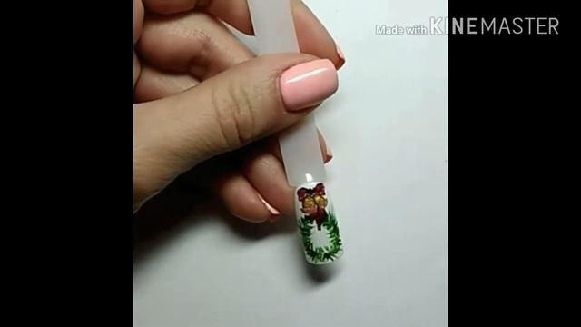 Рождественский, новогодний венок, МК. Christmas, New Year’s wreath on nails with gel polish смотреть онлайн
