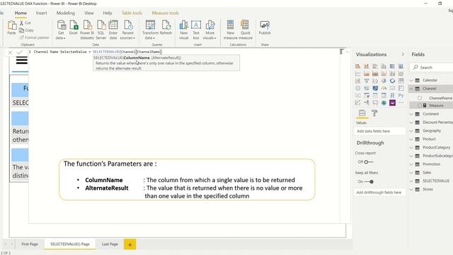 DAX Language - SELECTEDVALUE Function in Power BI смотреть онлайн