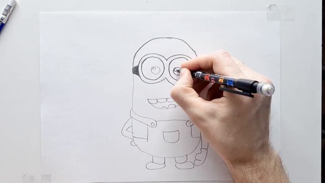 How to draw a minion with a pencil step by step смотреть онлайн