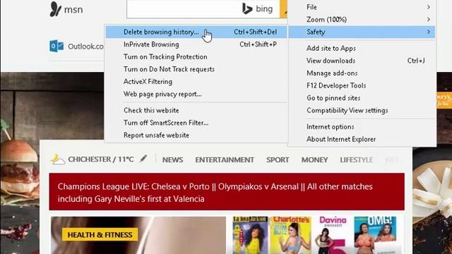 Internet Explorer View And Delete History