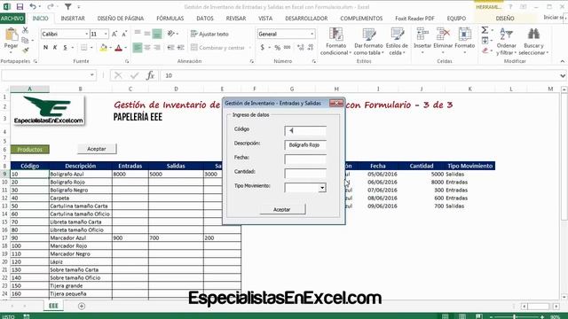 Gestión de Inventario de Entradas y Salidas en Excel con Formulario - 3 de 3 смотреть онлайн