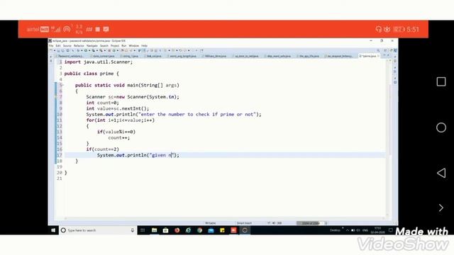 Prime number program in java to check a number is prime or not and prime numbers in given range. смотреть онлайн