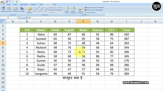 MS excel Part-17 | MS Excel Review Tab in Hindi | Excel 2007 Review in Hindi | complete review tab смотреть онлайн