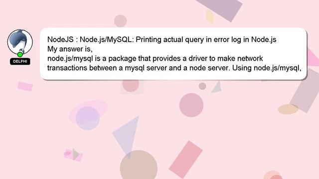 NodeJS : Node.js/MySQL: Printing actual query in error log in Node.js смотреть онлайн