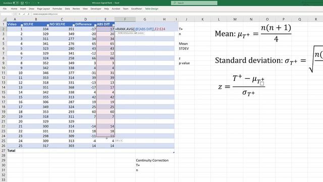 Statistics 101: Nonparametric Methods, Wilcoxon Signed Rank Test in Excel смотреть онлайн