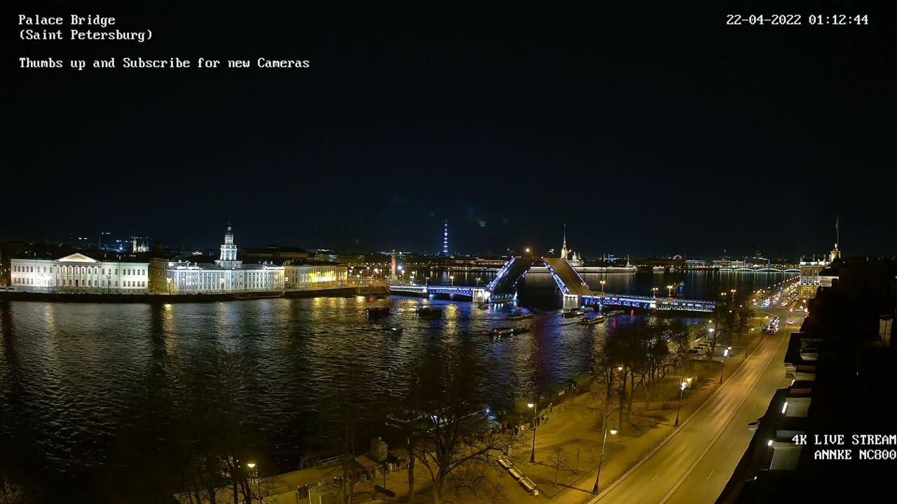 4K Drawbridge Rising - Palace Bridge, St. Petersburg | Разводка Дворцового моста Санкт-Петербург смотреть онлайн