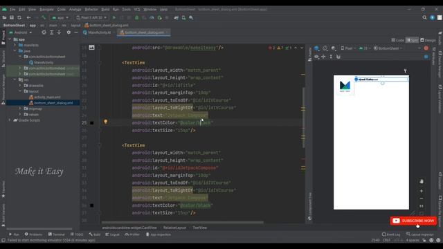 How to Implement Bottom Sheet using Kotlin | Android | Kotlin | Make it Easy смотреть онлайн
