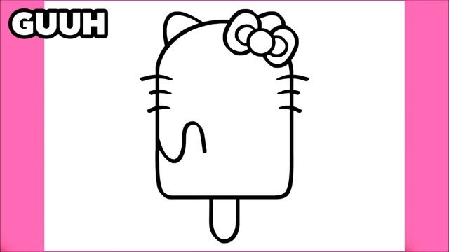 HOW TO DRAW A CUTE HELLO KITTY ICE CREAM