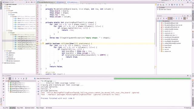 TDD Tetris in Java #5: Moving a Falling Piece смотреть онлайн
