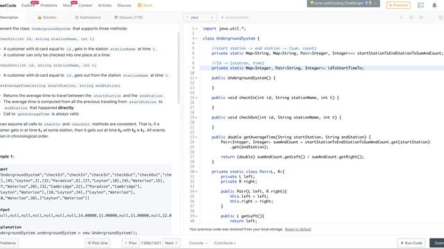 Leetcode 1396 Design Underground System (Java) смотреть онлайн
