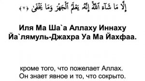 Сура 87. Аль-Аля (Высочайший)